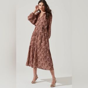 ASTR The Label, long sleeve boho dress, floral, size XS